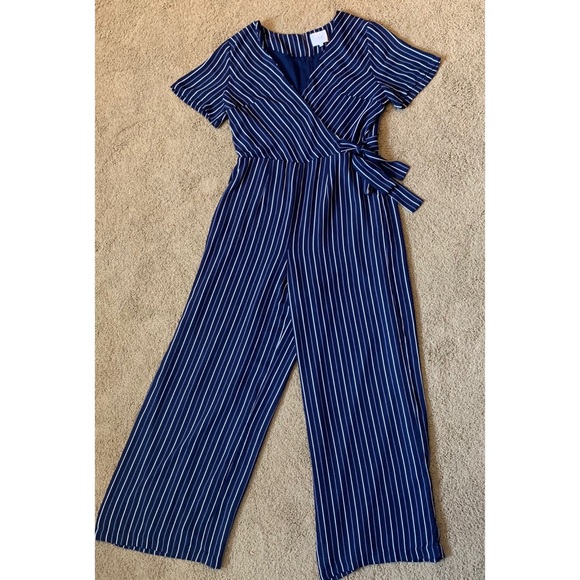 J.O.A Blue Pinstripe Jumpsuit - Picture 3 of 4